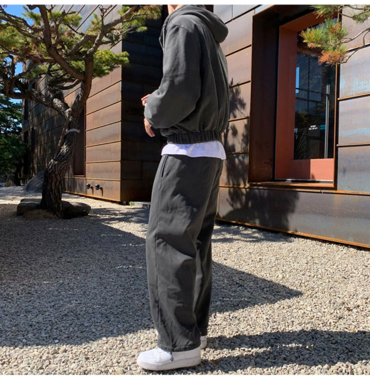 (SET) Casual Sports Suit Hooded