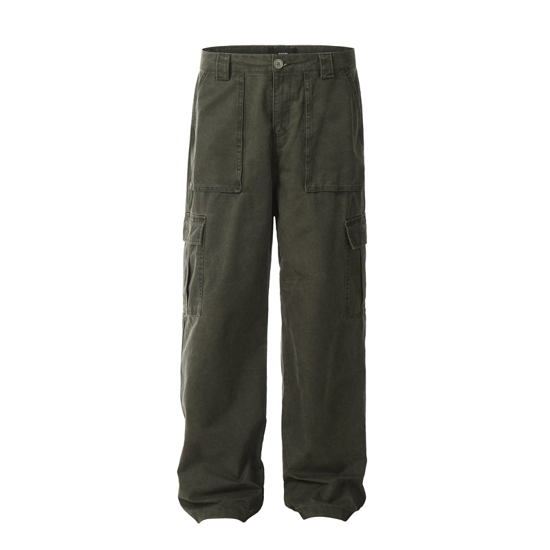 Vintage Wash Loose Straight Leg Cargo Pants