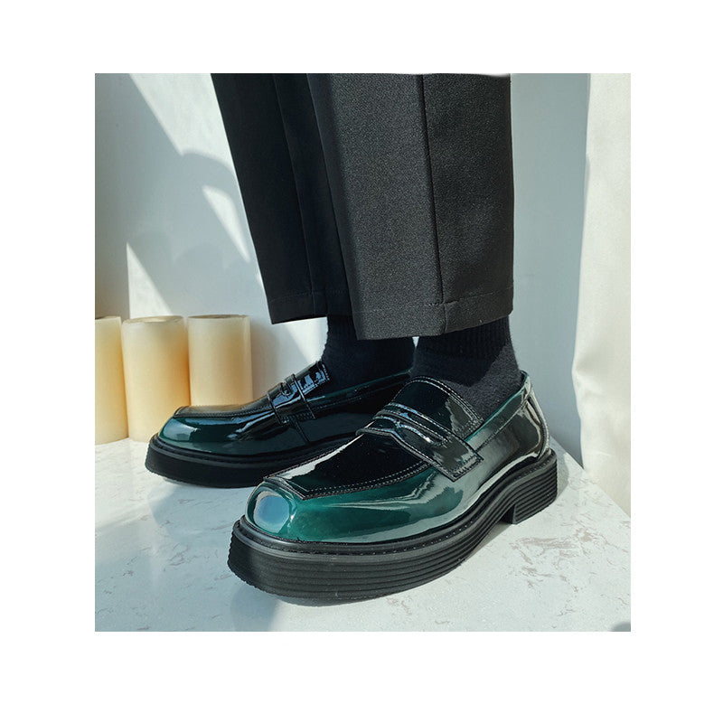 Casual Leather Shoes Dark green