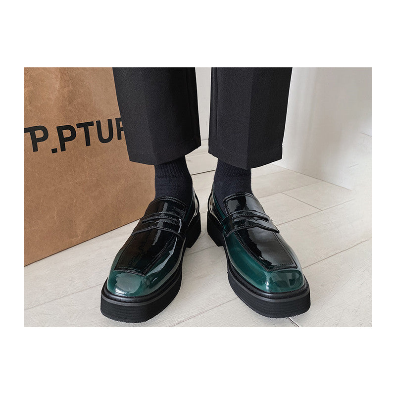 Casual Leather Shoes Dark green