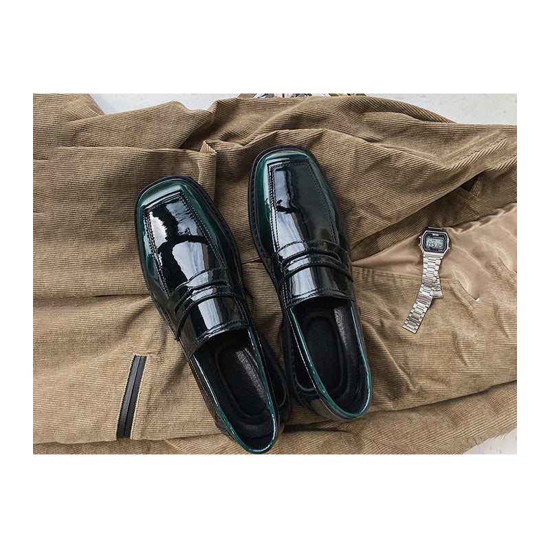 Casual Leather Shoes Dark green