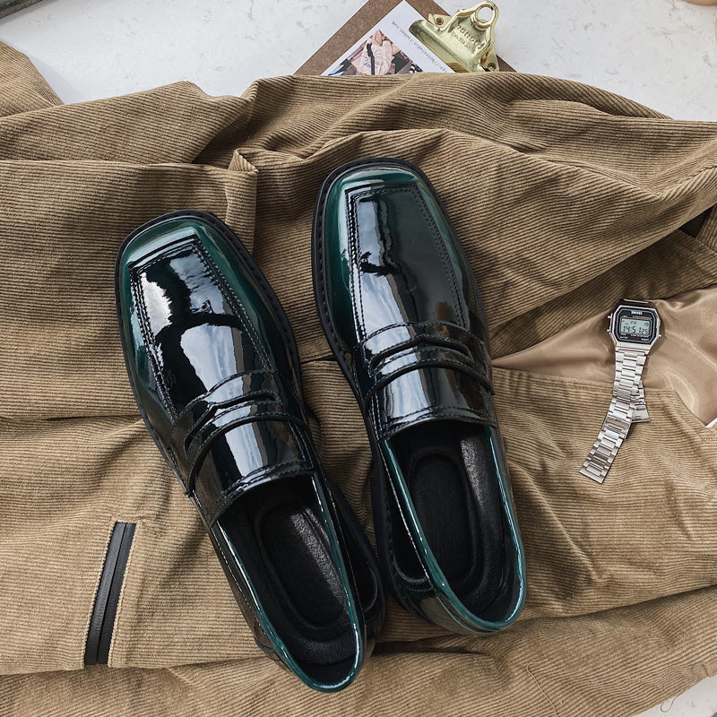 Casual Leather Shoes Dark green