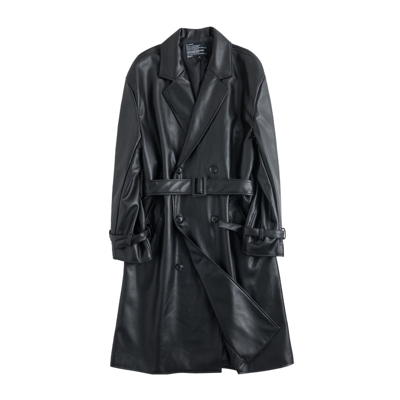 Leather Mid-Length Coat