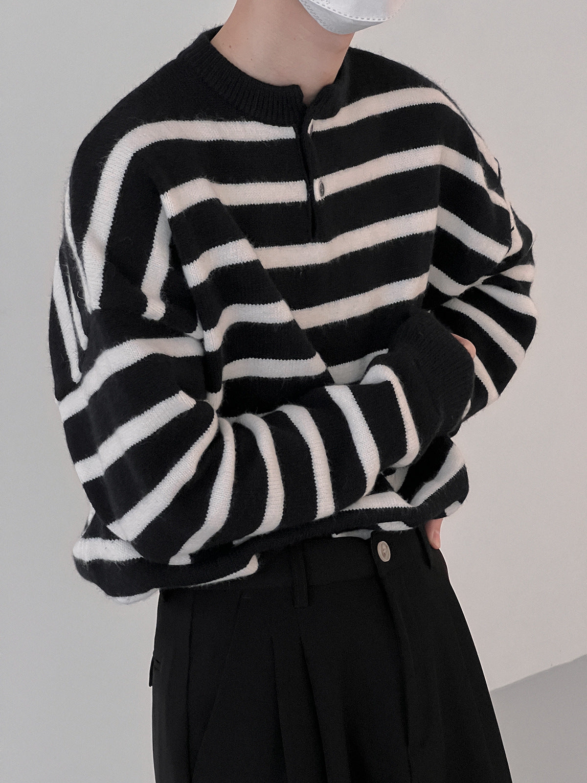 Textured Striped Leisure Sweater