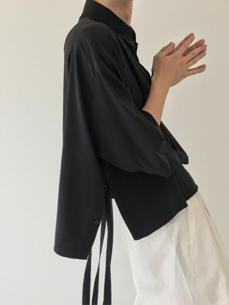 Square Neck Loose Shirt With Short Sleeves