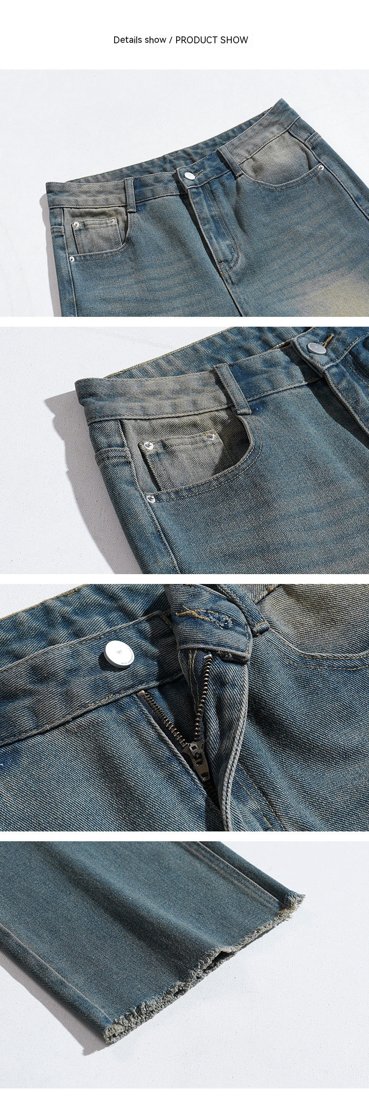 Loose Retro Worn Looking Washed-out Jeans
