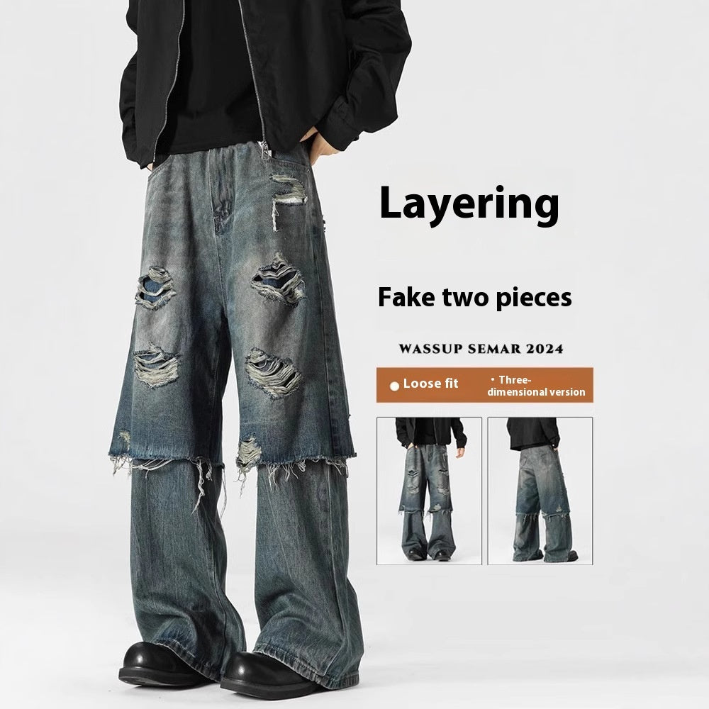 Damaged Layered Denim