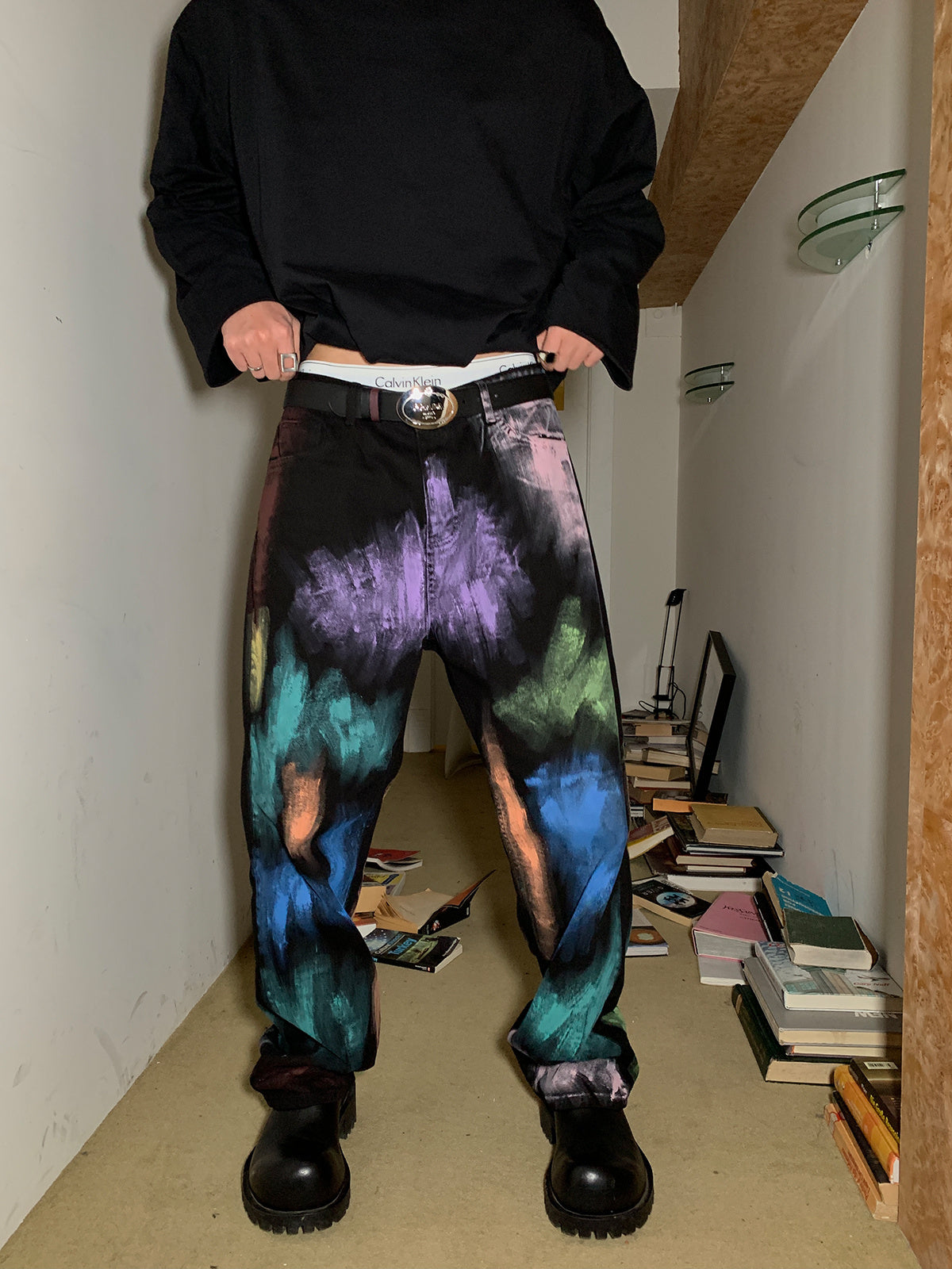 Hand-painted Casual Loose-fitting Jeans
