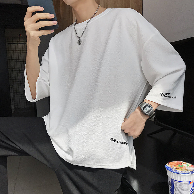 Solid-color sleeve T-shirt