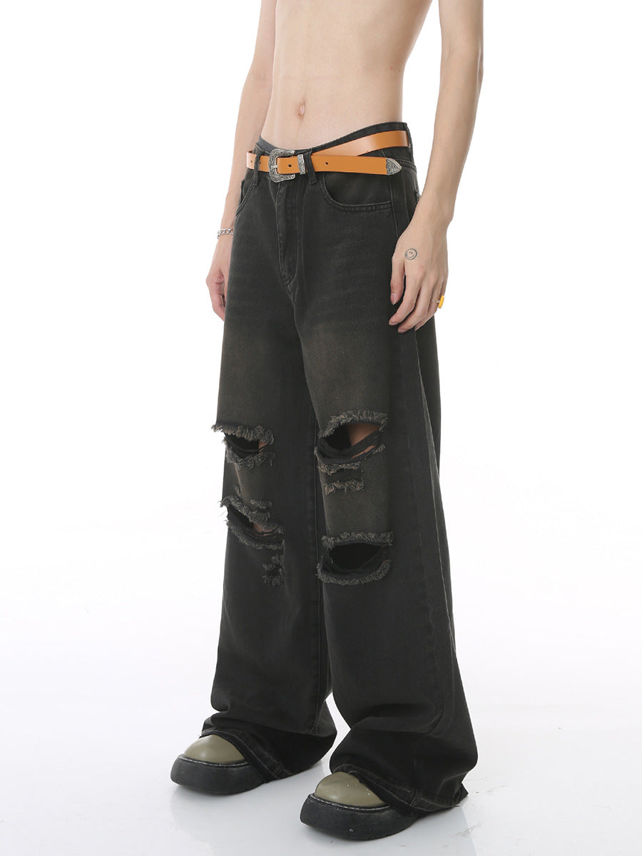 Loose Hole Wide Leg Hip Hop Jeans