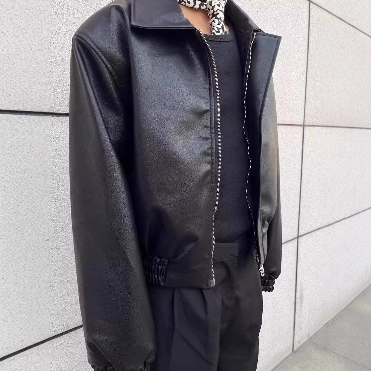 Retro Motorcycle Padded Shoulder Leather Jacket Coat