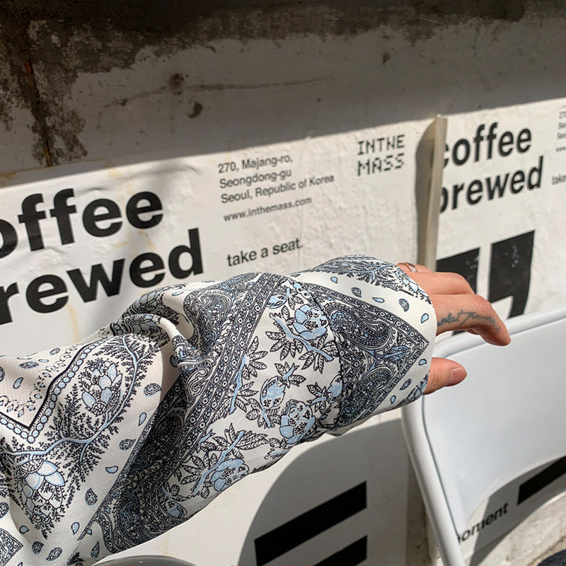 Long Sleeve Trendy Loose Cashew Shirt