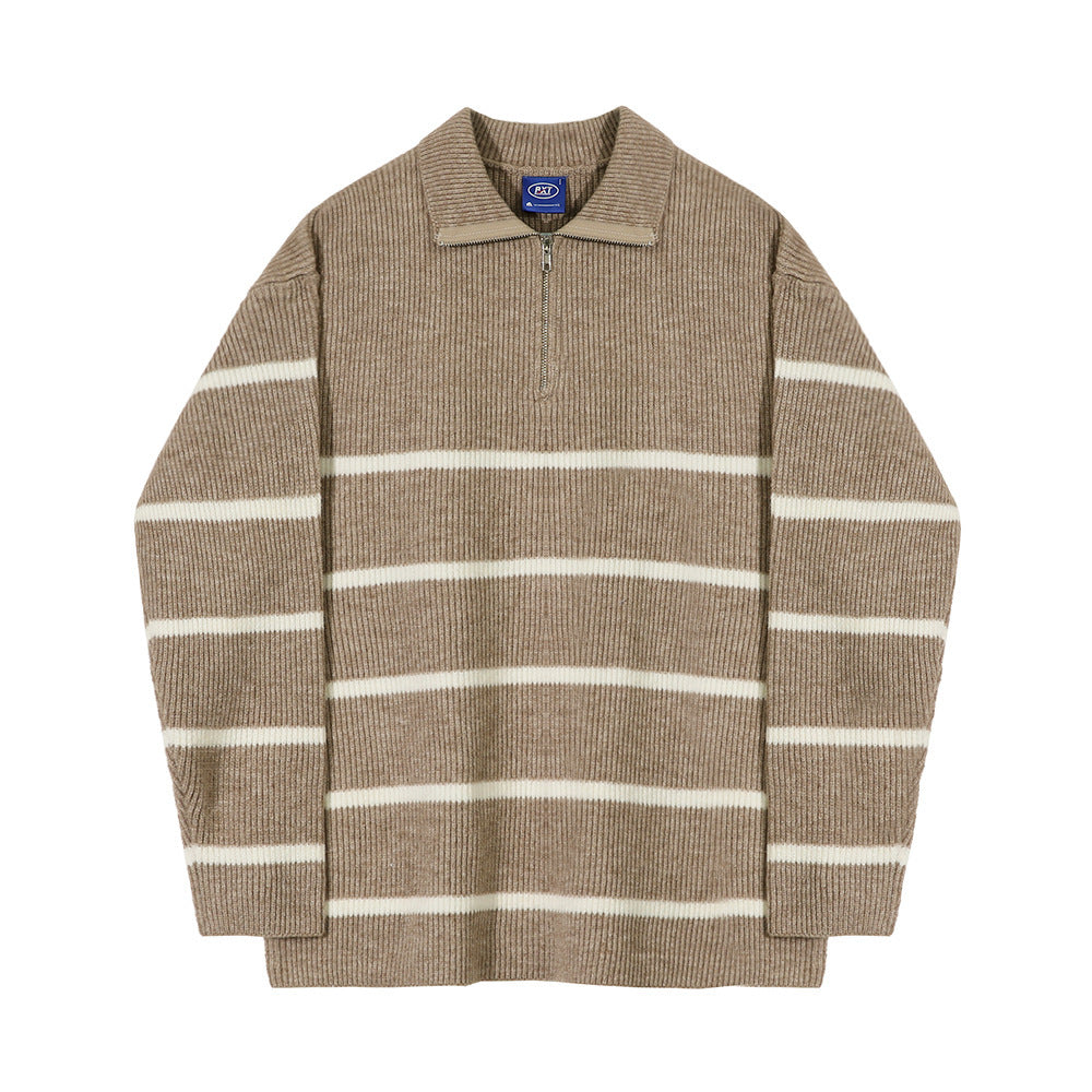 Lapel Stripe Sweater