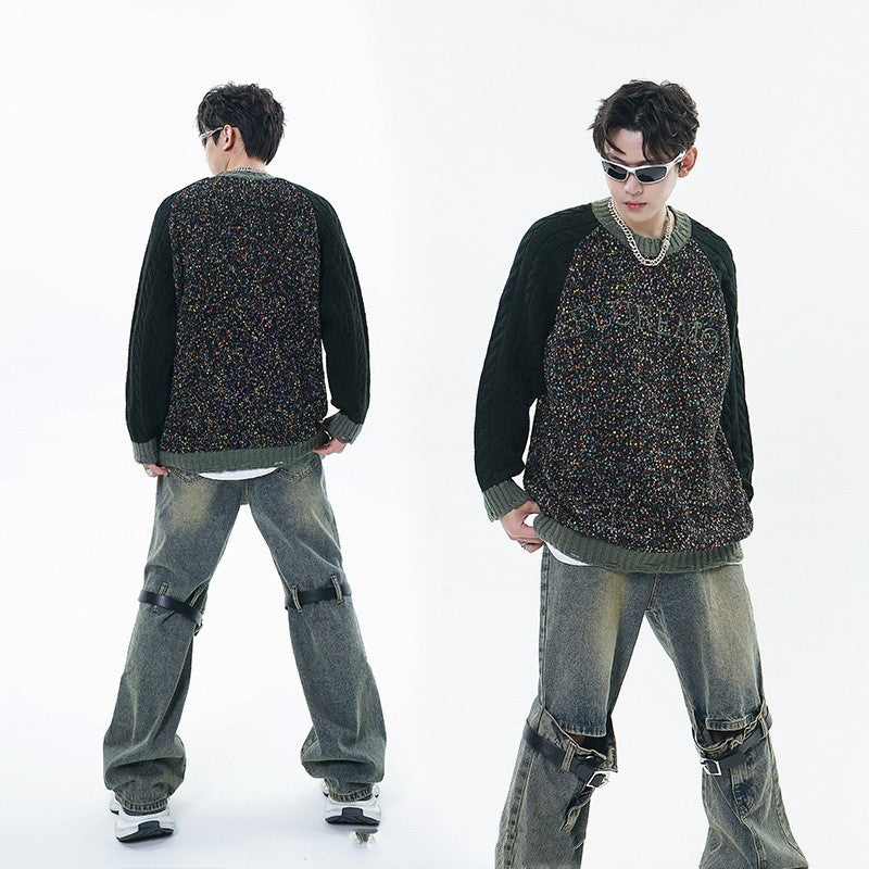 Patchwork Round Neck Dopamine Sweater (Unisex)