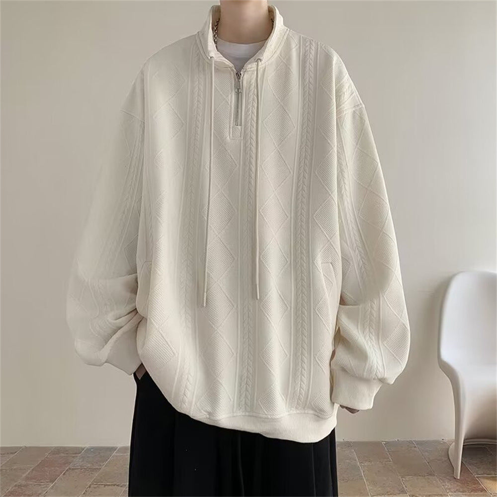 Half Zipper Jacquard Stand Sweater