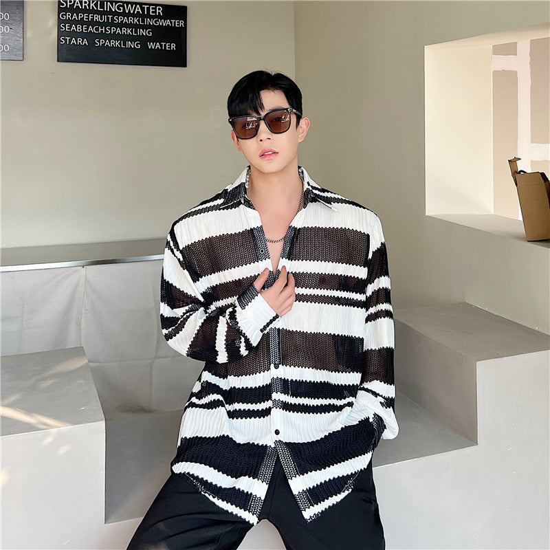 Men's Long Sleeved Semi Transparent Shirt for Sun Protection