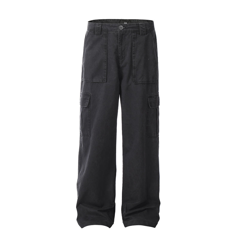 Vintage Wash Loose Straight Leg Cargo Pants