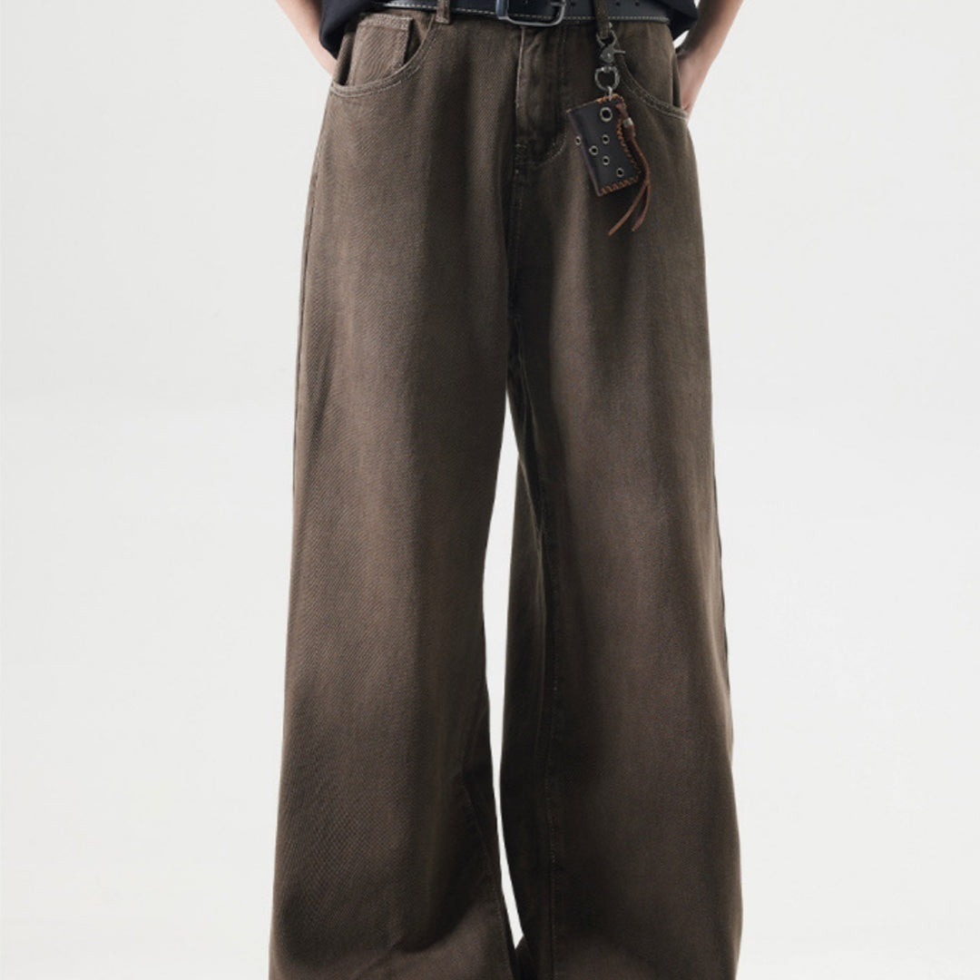 Retro Washed Straight Loose Jeans
