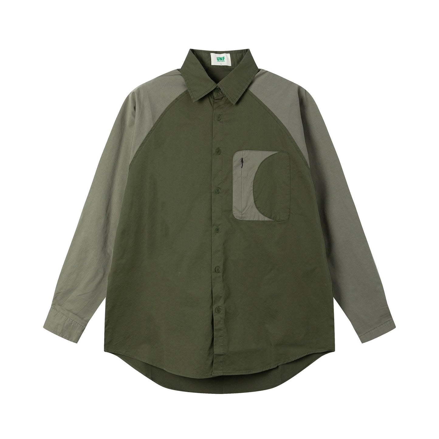 Color-block Raglan Sleeves Lapel Loose Casual Shirt