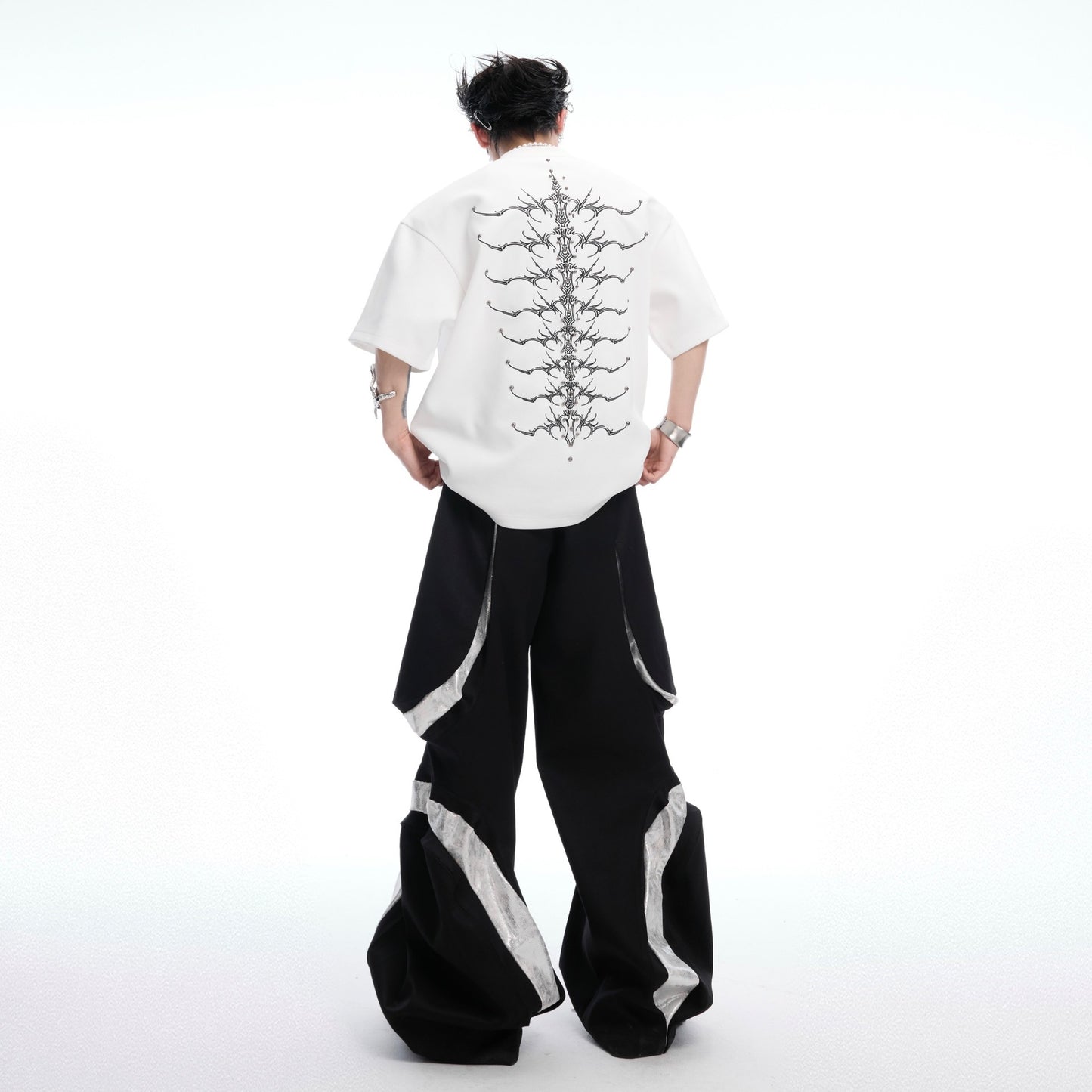 Snake Pupil Backbone Heavy Rivet Backbone Embroidered Short Sleeve