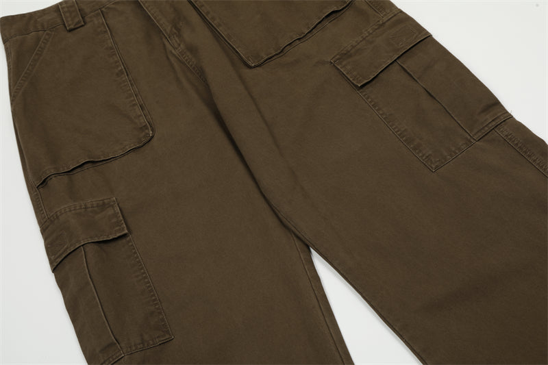 Vintage Wash Loose Straight Leg Cargo Pants