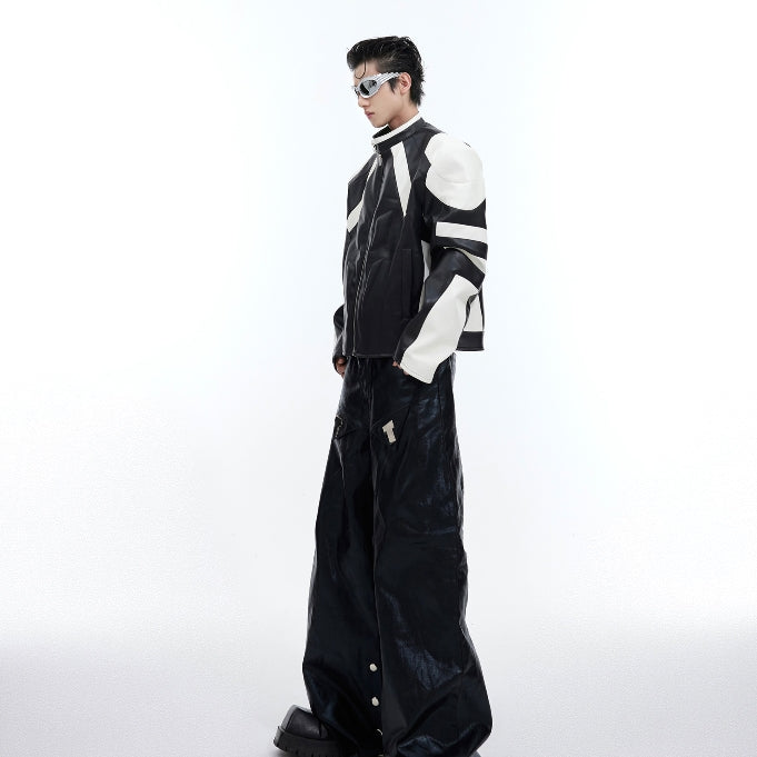 Fabric Metal Embellished Baggy Slacks With Wide Legs