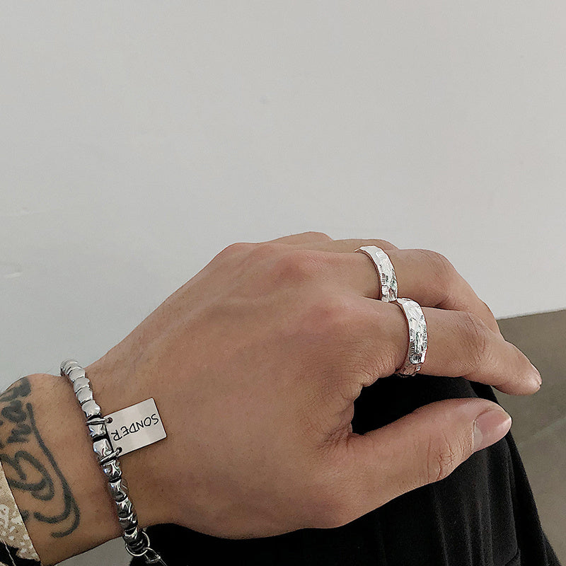 Small Group Hand Tapped Irregular Texture Ring