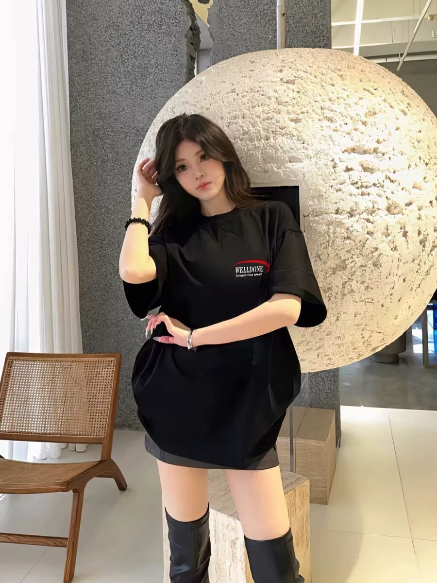 Letter Print Short-sleeve Oversized T-shirt