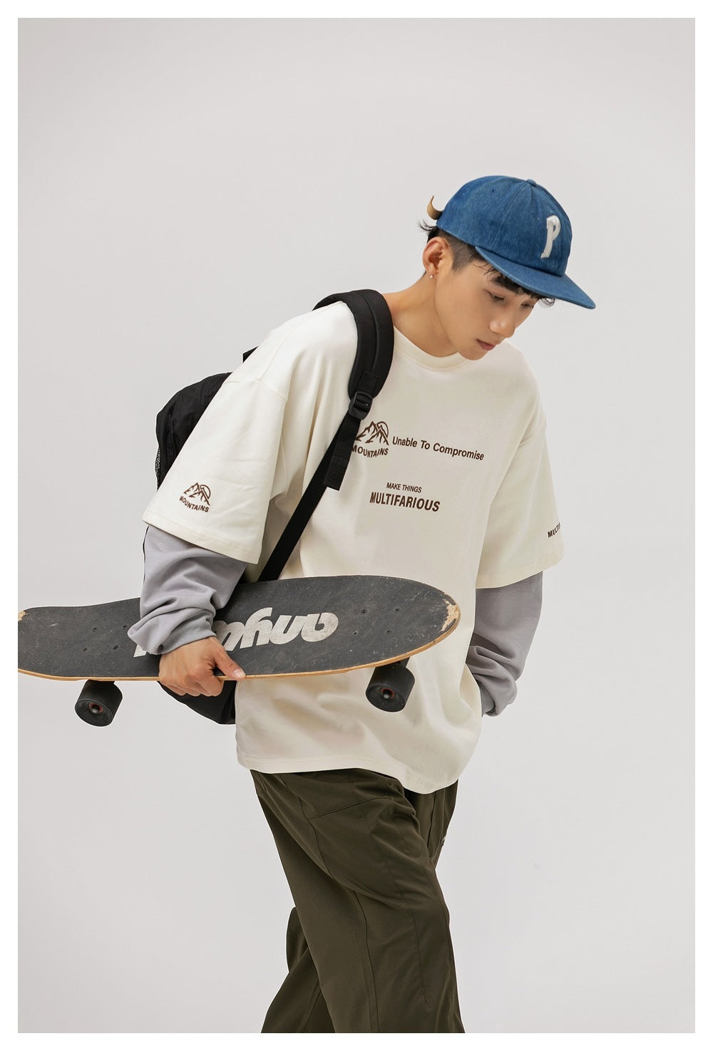 Contrast Fake Two-piece Loose Round Neck Sweater