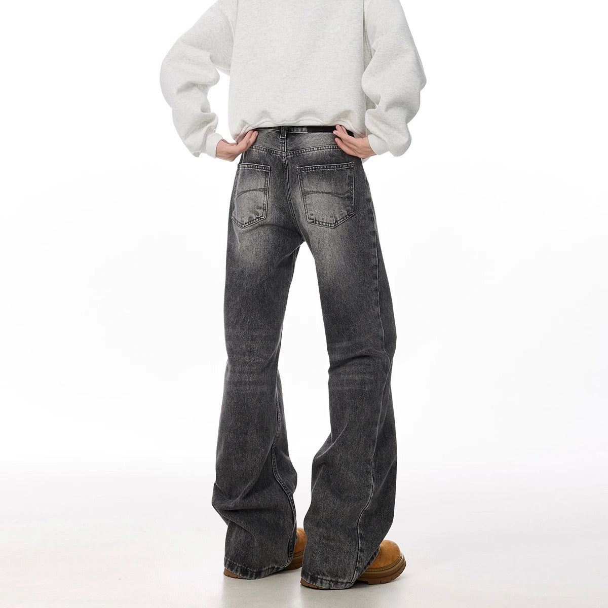 Straight Leisure Washed-out Smoky Gray Jeans