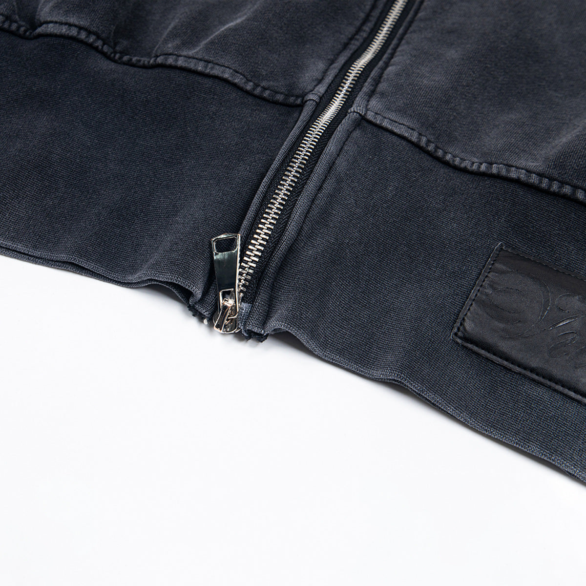 Washed Zipper Hoodie Short