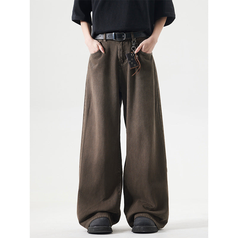 Retro Washed Straight Loose Jeans
