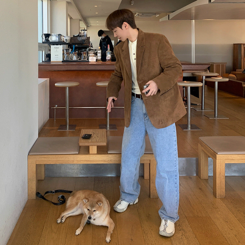 Retro Brown Single-breasted Blazer