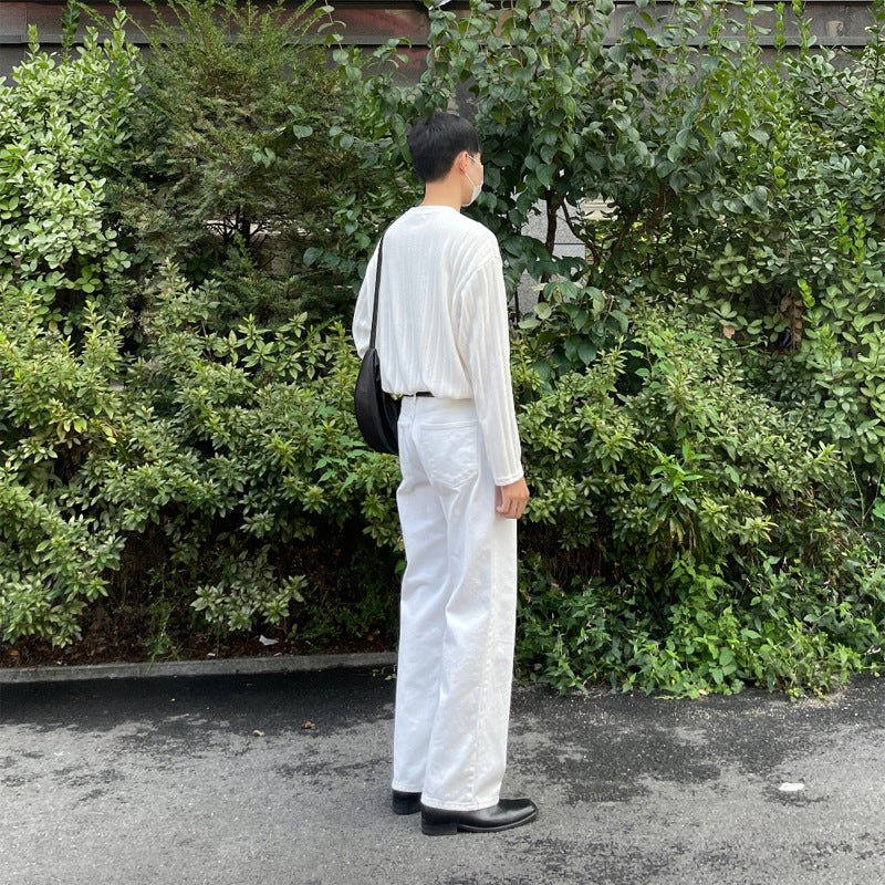 Pure White Loose Straight Jeans