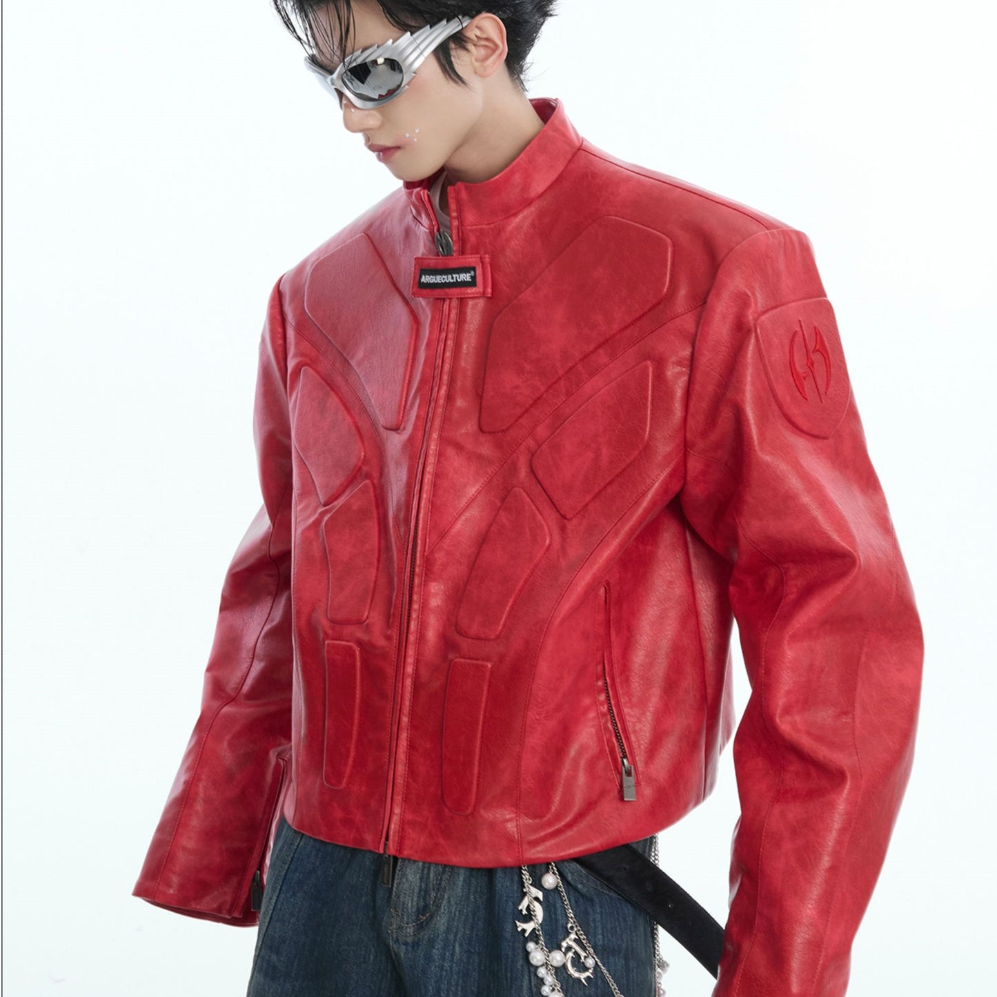 Three-dimensional Relief Deconstruction Stand Collar Profile Jacket Coat