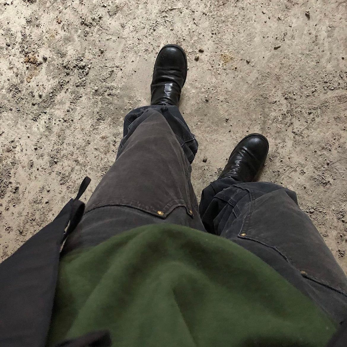 Washed And Worn Double Knee Canvas Overalls