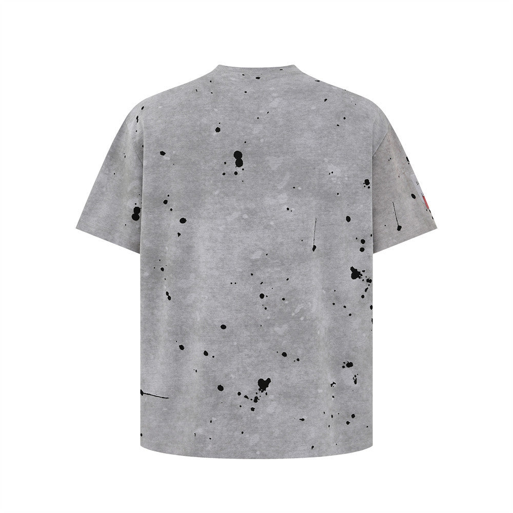 Digital Direct Injection Distressed Printed Short-sleeved T-shirt