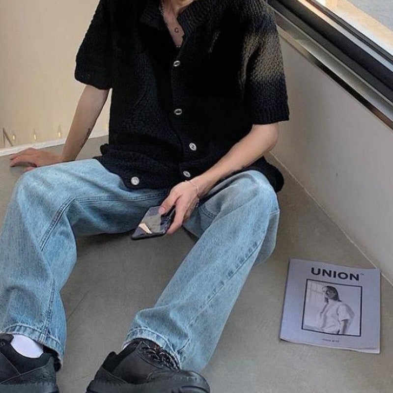 Short-sleeved Shirt Casual Knitted Shirt