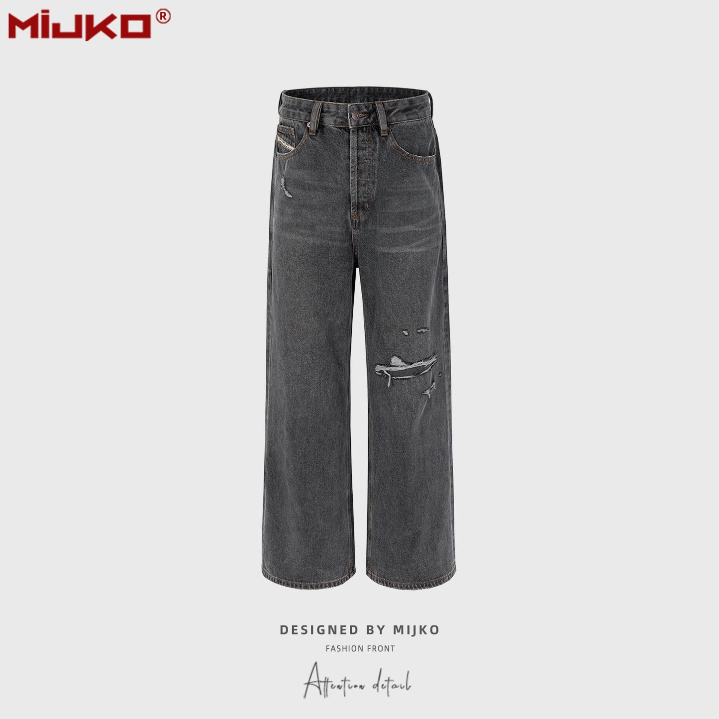 Wide Leg Damaged Jeans