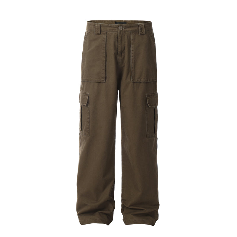 Vintage Wash Loose Straight Leg Cargo Pants