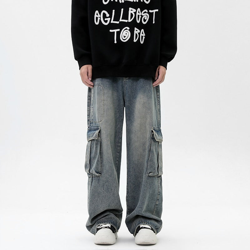 Retro Loose Wide-leg Straight Denim