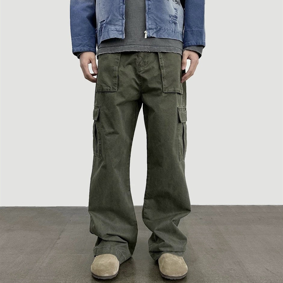 Vintage Wash Loose Straight Leg Cargo Pants