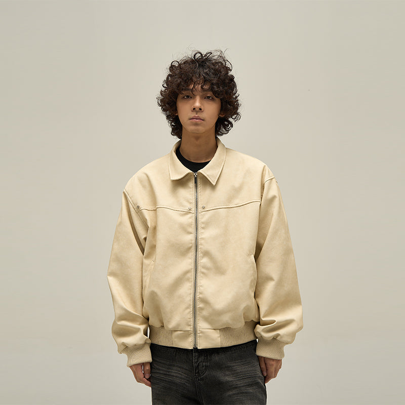 American Retro Brown Leather Jacket