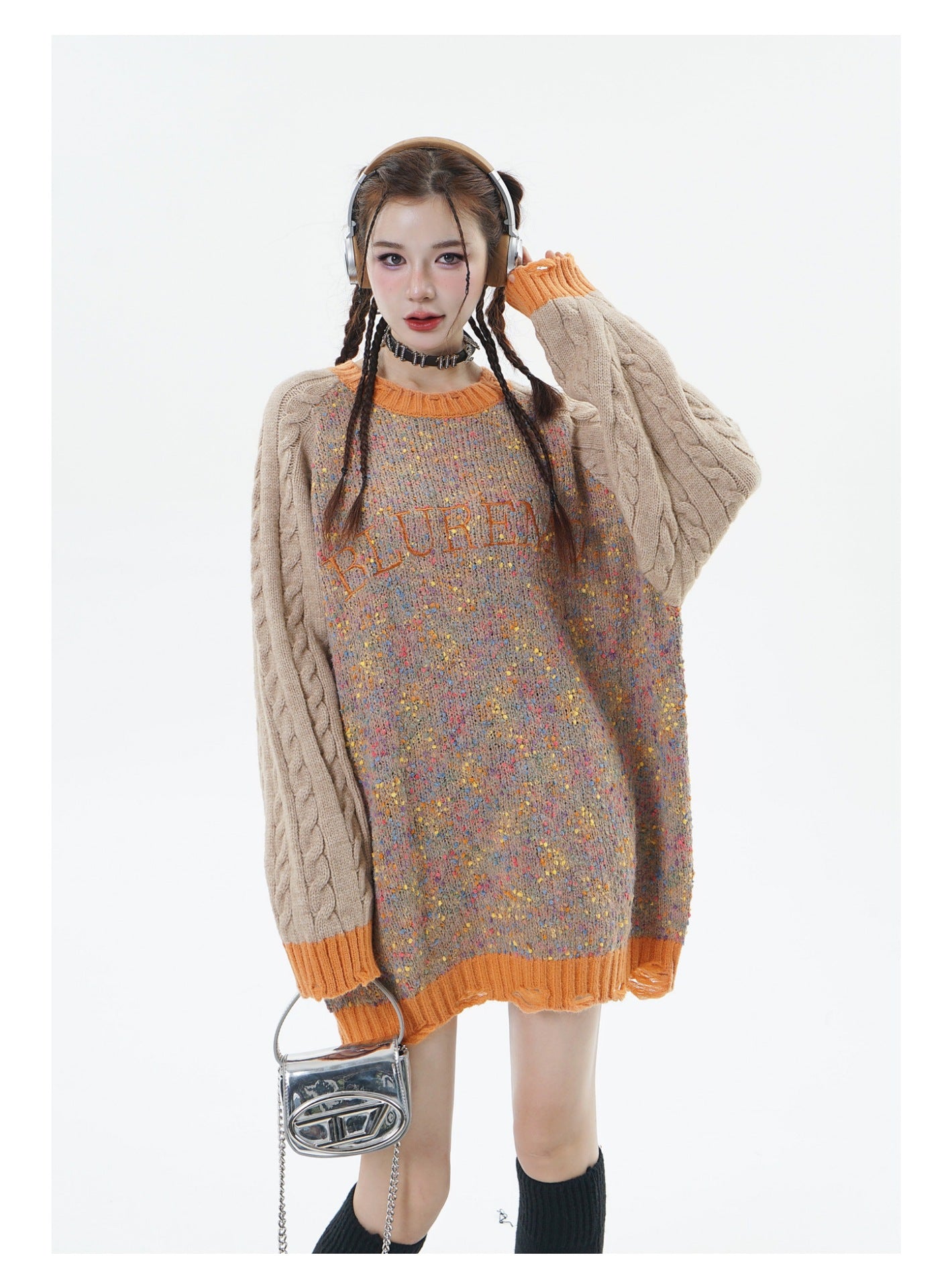 Patchwork Round Neck Dopamine Sweater (Unisex)