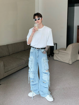 Multi-pocket Heavy Industry Ripped Jeans