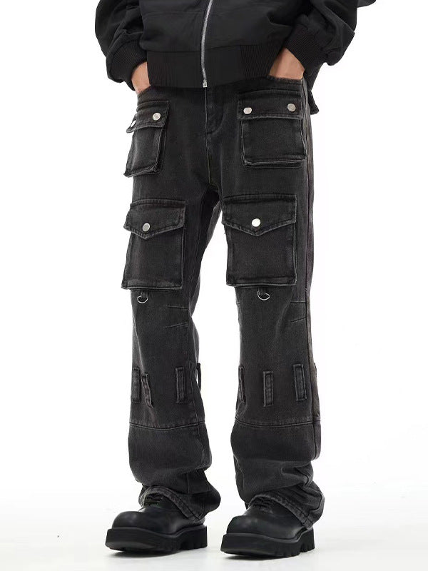 American Retro Multi-pocket Jeans for Men and Women