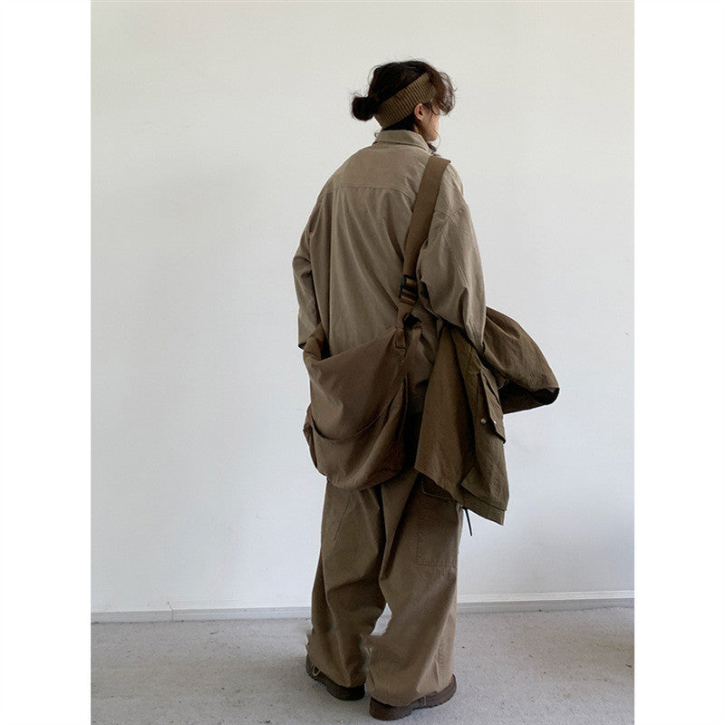 Loose Cargo Shirt Suede Multi-pocket Casual Jacket