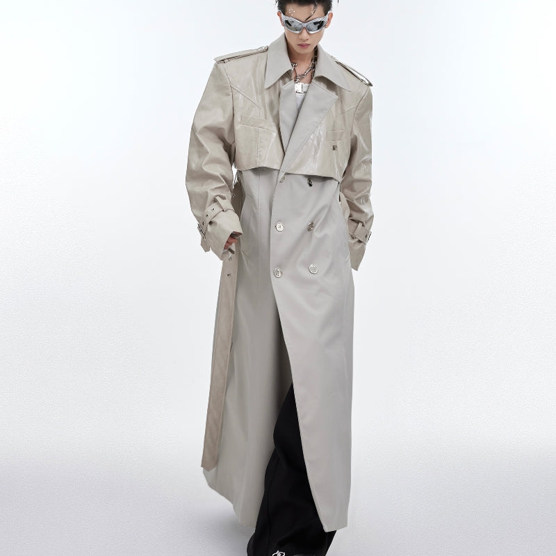 Niche Deconstruction-Stitching Padded Shoulder Coat