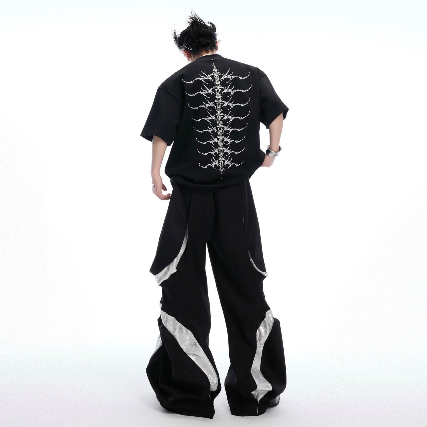 Snake Pupil Backbone Heavy Rivet Backbone Embroidered Short Sleeve