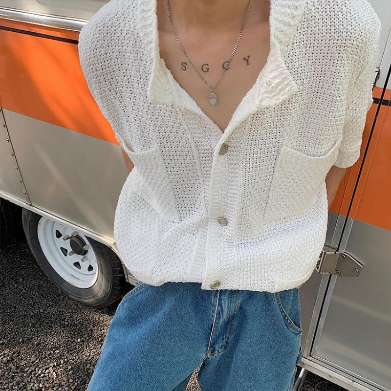 Short-sleeved Shirt Casual Knitted Shirt